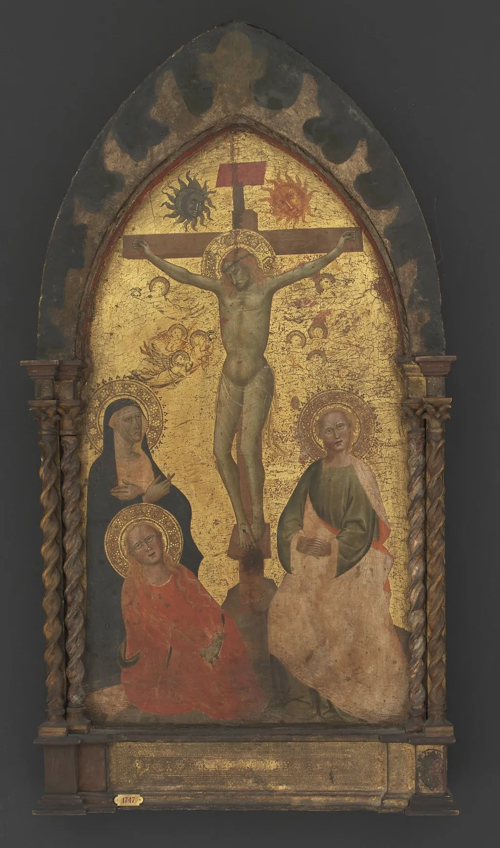Christ on the Cross mourned by the Virgin Mary and Saints Mary Magdalene and John, by Unknown, 1350