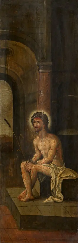 Christ Sitting on the cold Stone, by Unknown