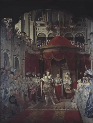 Christian VIII og Caroline Amalies salving i Frederiksborg Slotskirke den 28. juni 1840, by Unknown
