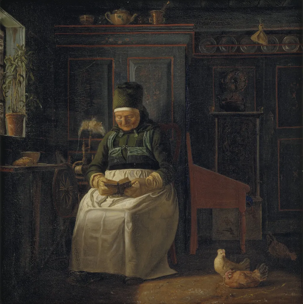 Christmas Morning in a Farmhouse, by Unknown, 1850