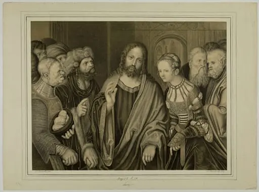 Christus und die Ehebrecherin, by Unknown