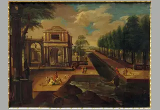 Clădire cu canal de apă ; pandant: Clădire cu bazin de apă, by Unknown, 1699