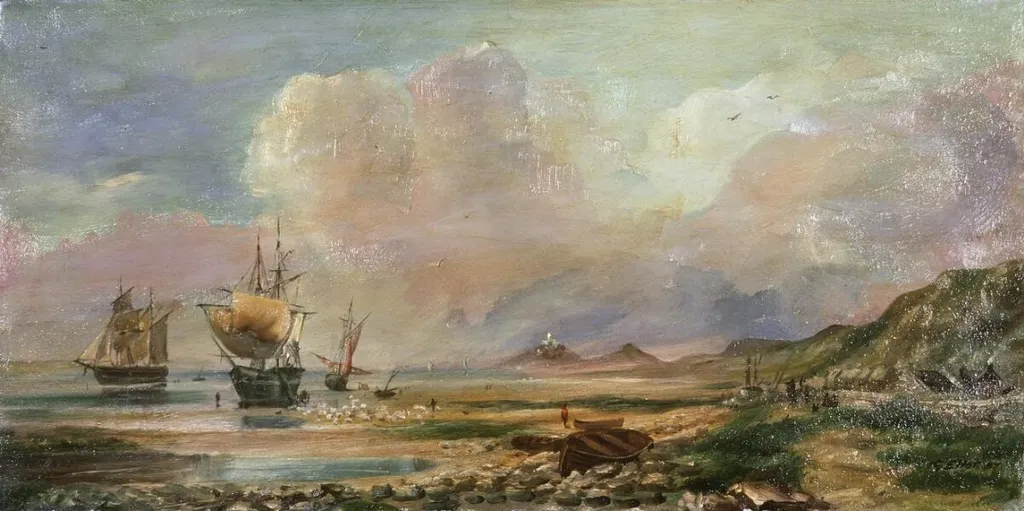 Coastal scene, by Unknown, oil, 1890