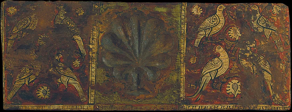 Coffered ceiling panel with palm leaf and birds, by Unknown, unspecified, 1300