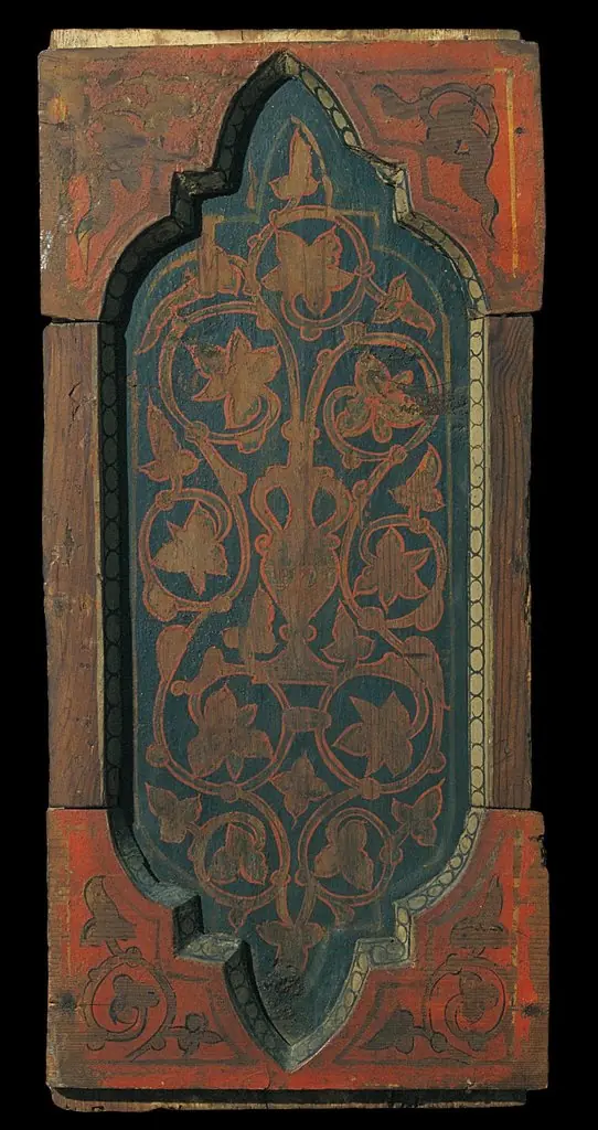 Coffered ceiling panel with plant motifs, by Unknown