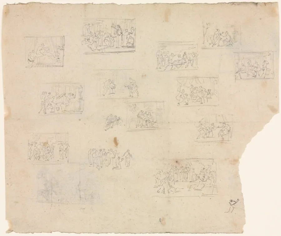 Compositional Sketches after Raphael and other artists, by Unknown, 1800
