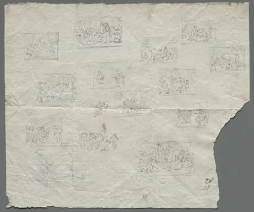 Compositional Sketches after Raphael and other artists (recto), by Unknown