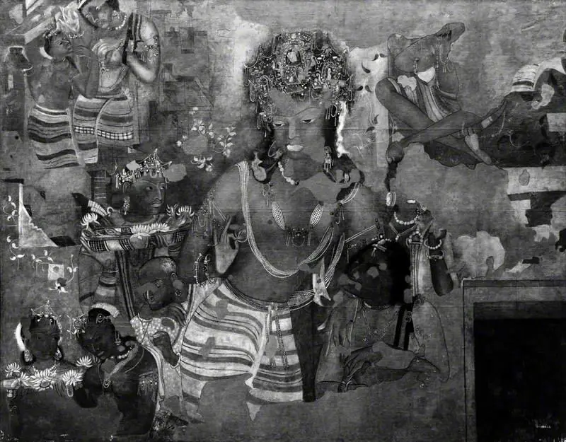 Copy of Painting inside the Caves of Ajanta (cave 1), by Unknown