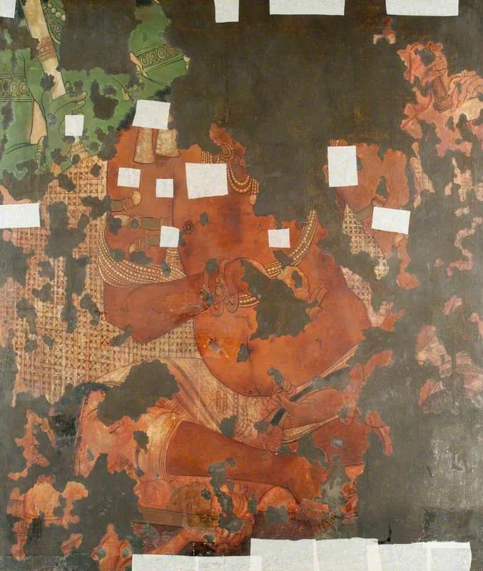 Copy of Painting inside the Caves of Ajanta (cave 16), by Unknown, oil, 1890