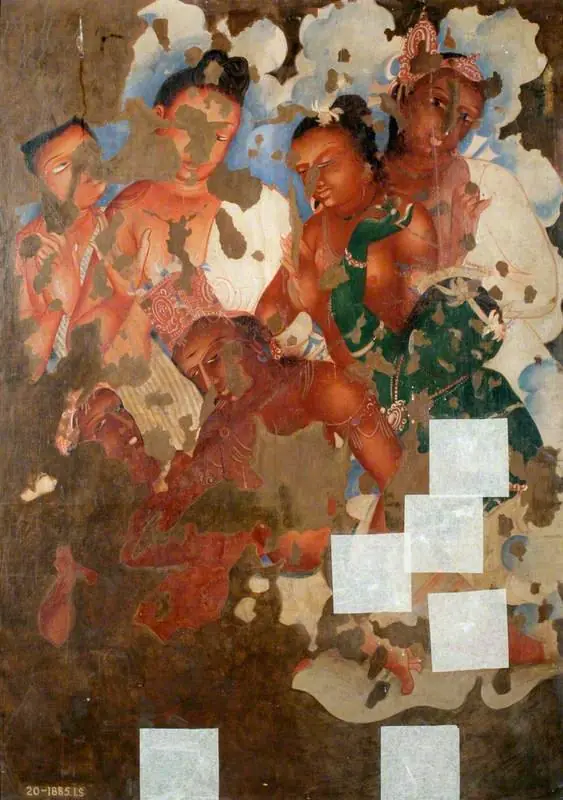 Copy of Painting inside the Caves of Ajanta (cave 2), by Unknown
