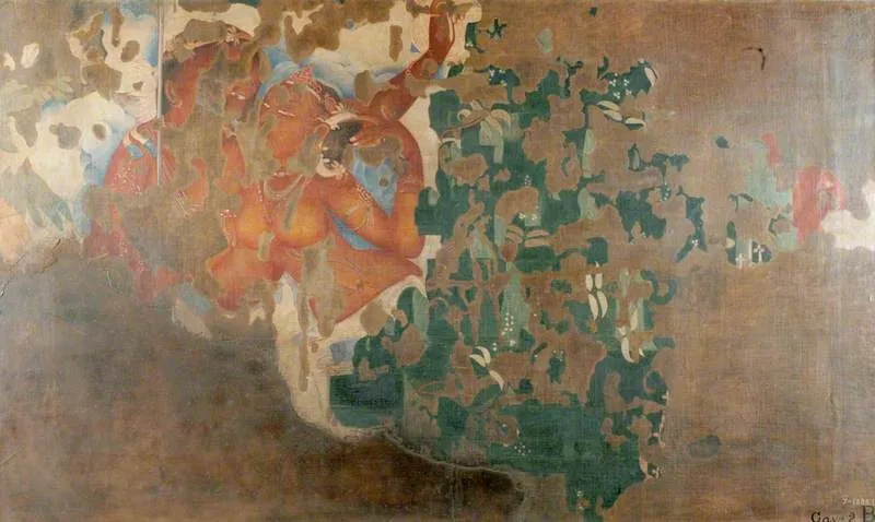 Copy of Painting inside the Caves of Ajanta (cave 2), by Unknown, oil, 1874