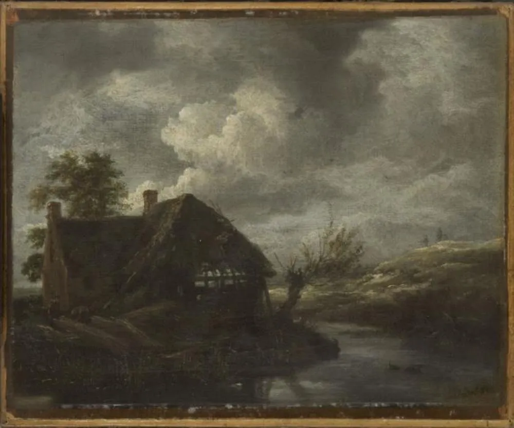 Cottage by the Waterside, by Unknown, oil, 1674