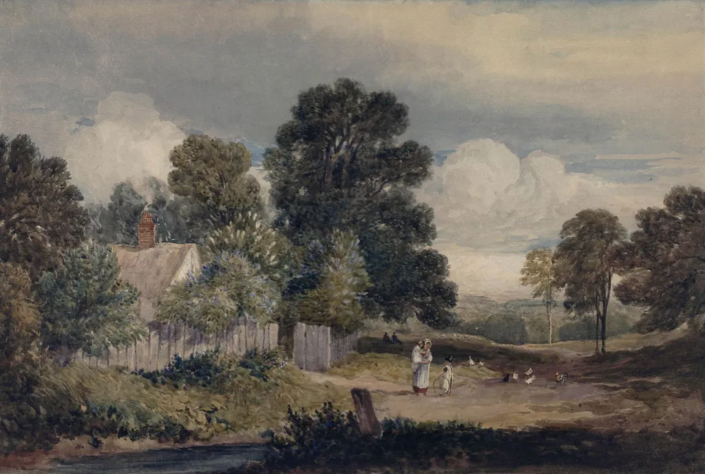 Cottage near Norwood, by Unknown, watercolor, 1850
