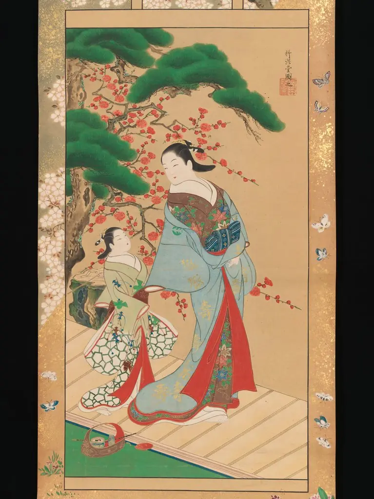 Courtesan and Attendant in Early Spring, by Unknown