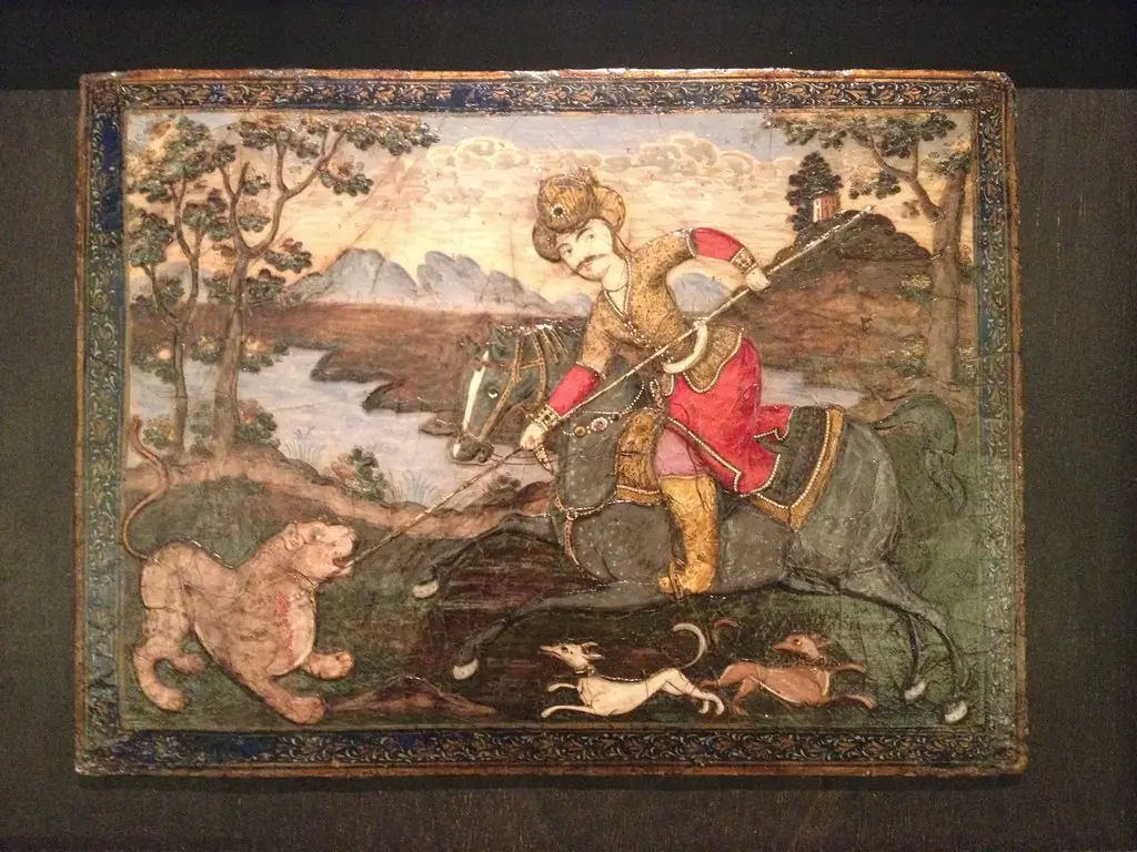 Courtier Hunting a Lion, by Unknown