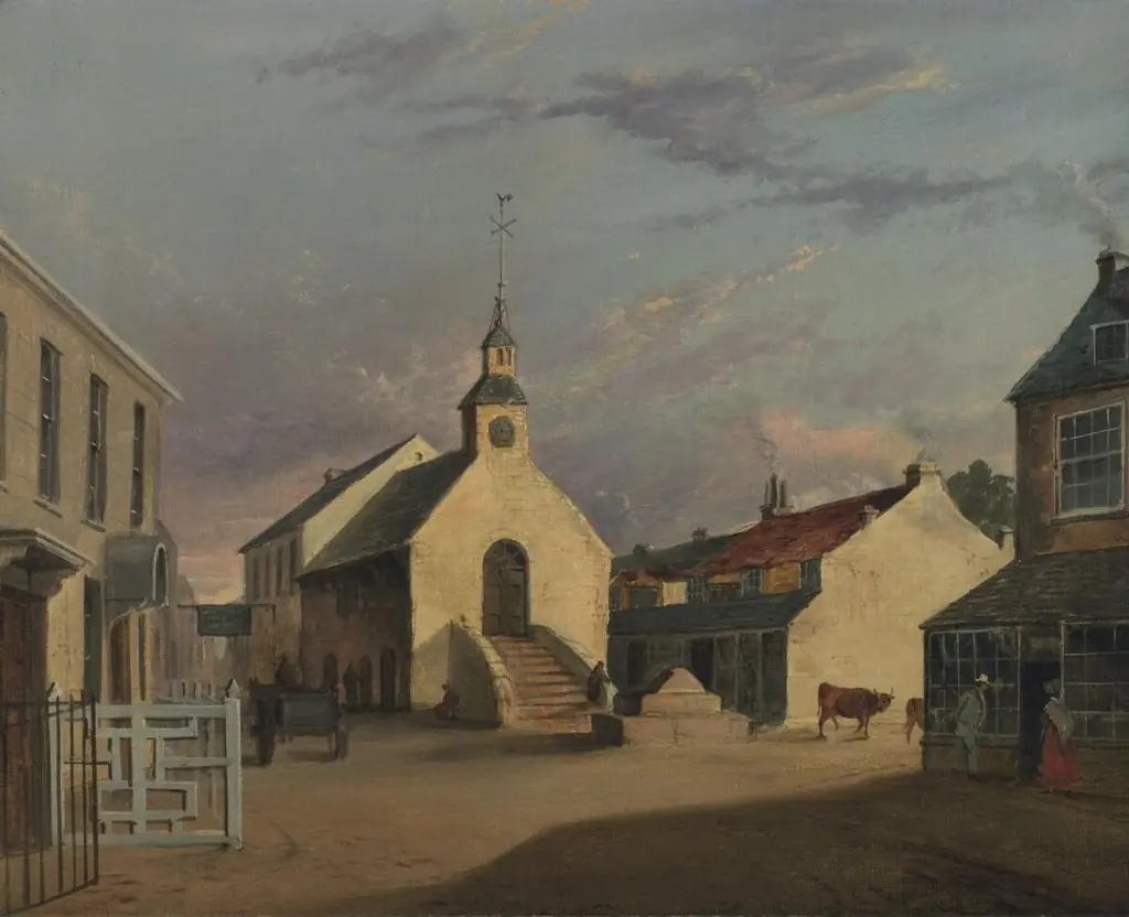 Cowbridge market hall and High Street, by Unknown