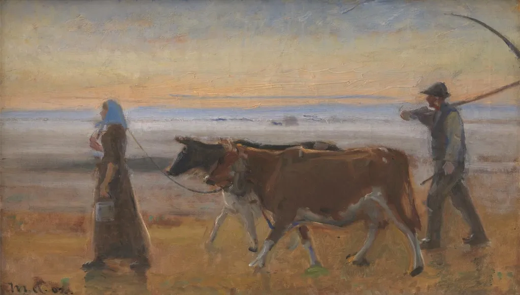 Cows Being Driven across the Moor, by Unknown, 1902
