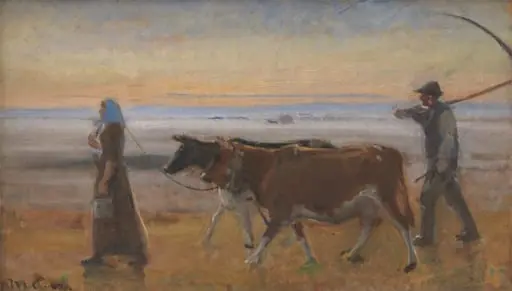 Cows Being Driven across the Moor, by Unknown