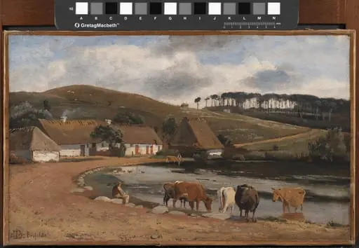 Cows being Watered at a Village Pond. Brofelde, Zealand, by Unknown