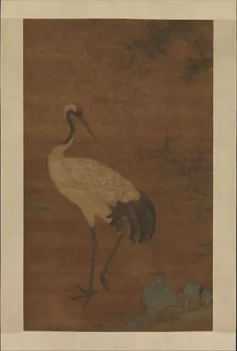 明    佚名    竹鶴雙清圖    軸|Crane in a bamboo grove, by Unknown, 1400
