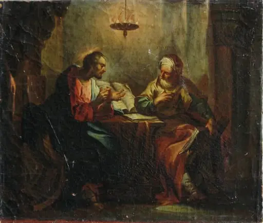 Cristos de vorbă cu Nicodim ; pandant: Cristos și samariteana, by Unknown