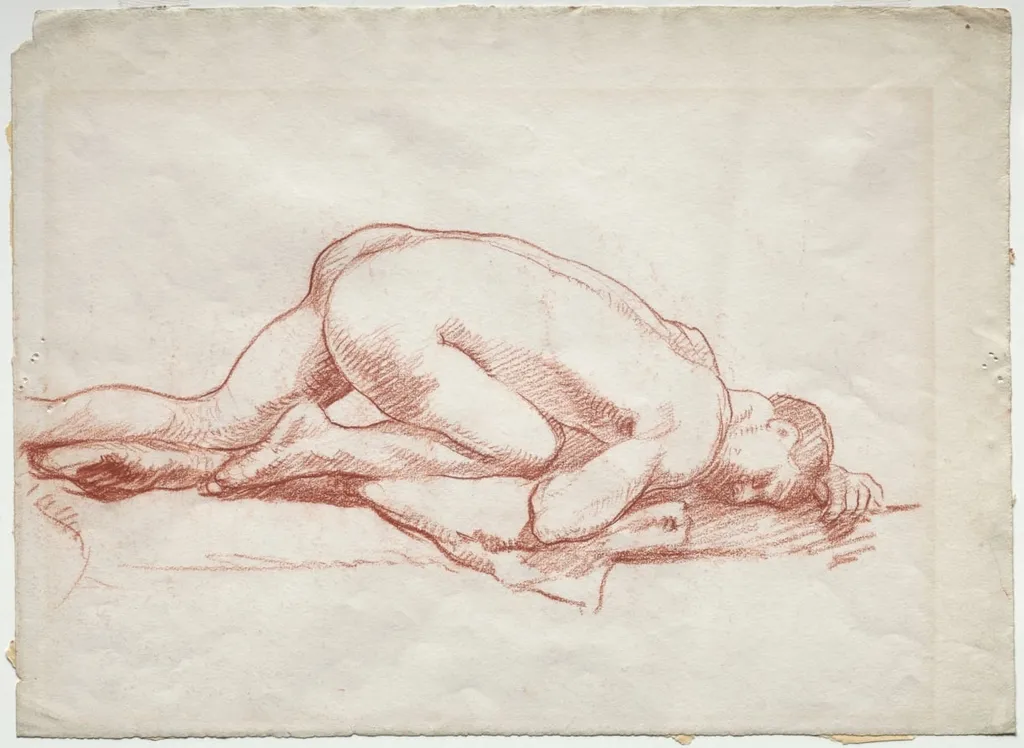 Crouching Male Nude, by Unknown, 1904