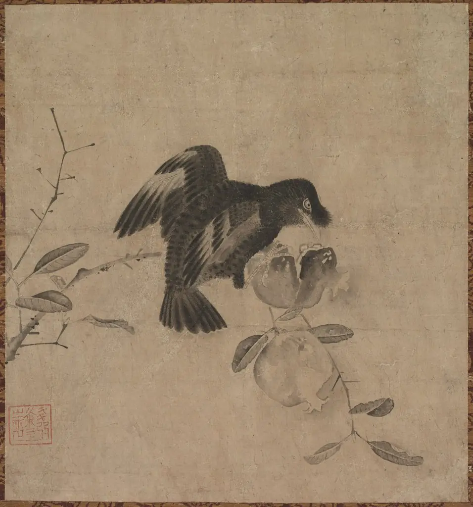 Crow on a Pomegranate, by Unknown