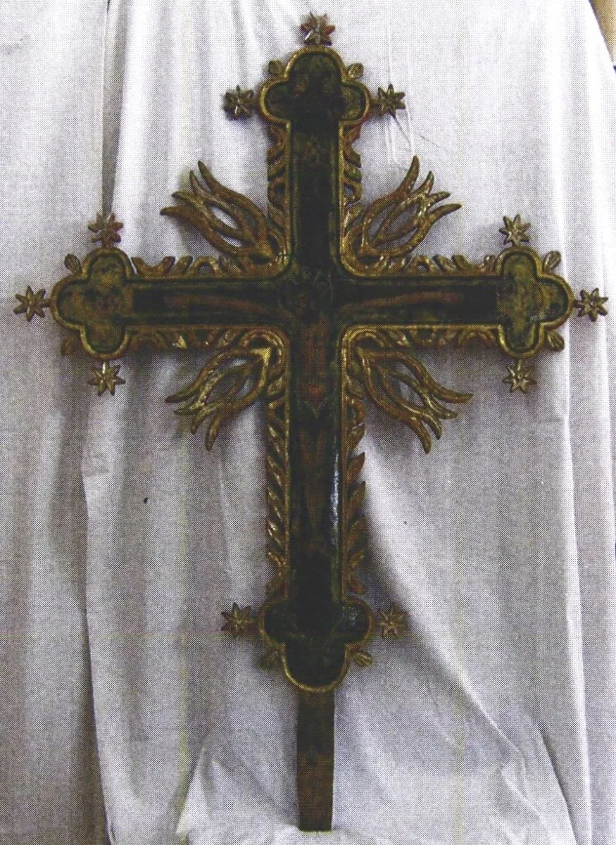 Cruce de tâmplă; Icoană pe lemn: Iisus Răstignit, by Unknown, 1810