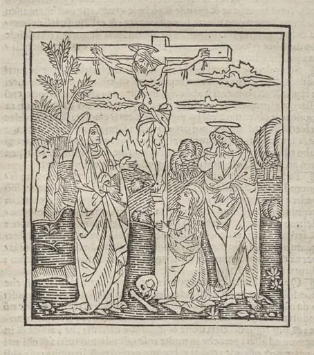 Crucifixion; published in Operette: Regola a tutti religiosi, Trattato del sacramento e dei misteri della Messa, Ragola del ben vivere, by Unknown
