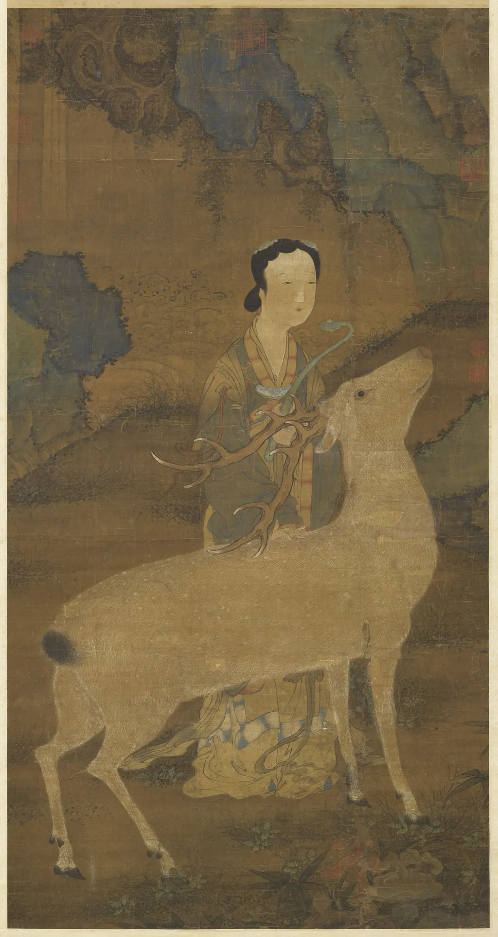 宋人畫仙巖壽鹿 軸, by Unknown, unspecified
