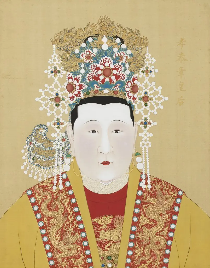 明代帝后半身像册（一）-孝恭章皇后, by Unknown