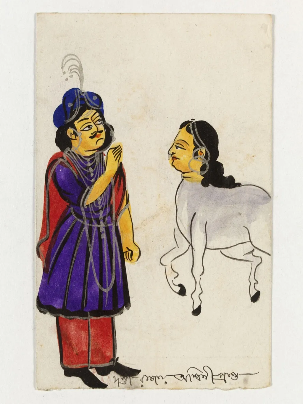 Dandin and Ashvini, by Unknown, paint, 1890