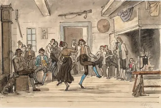 Dans i en norsk bondestue, by Unknown
