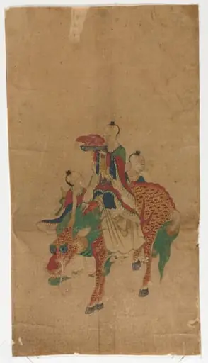 Daoist Immortal on a Qilin and Two Attendants, by Unknown