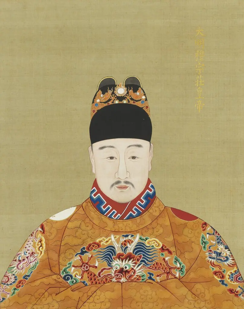 明代帝后半身像册（二）-穆宗庄皇帝, by Unknown