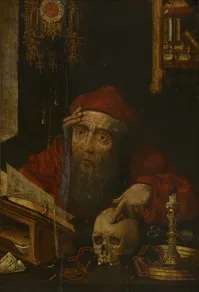 De H. Hiëronymus in zijn studeervertrek, by Unknown, oil, 1542