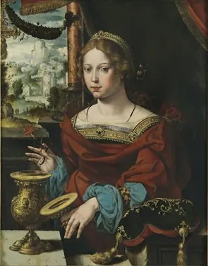 De H. Maria Magdalena met zalfpot en bloemen, by Unknown