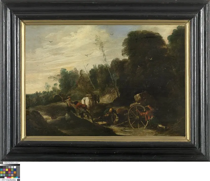 De vastgelopen wagen, by Unknown