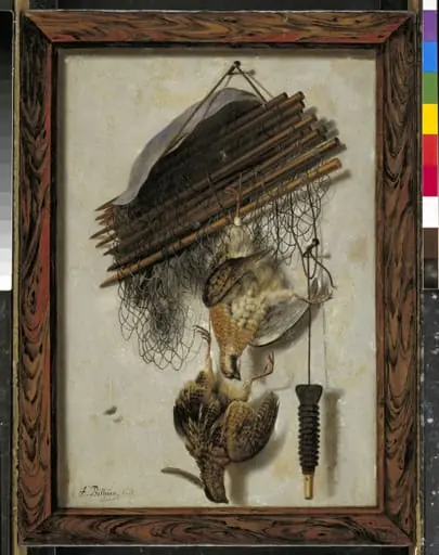 Dead Wildfowl and a Huntsman's Net. Trompe l'oeil, by Unknown