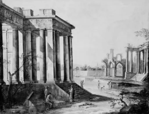 Decorative Landscape with Imaginary Architecture, by Unknown