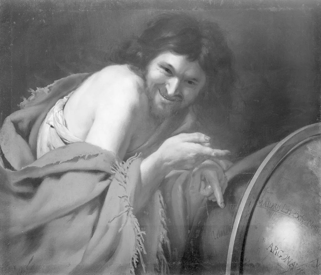 Democritus, the Laughing Philosopher, by Unknown, oil, 1630