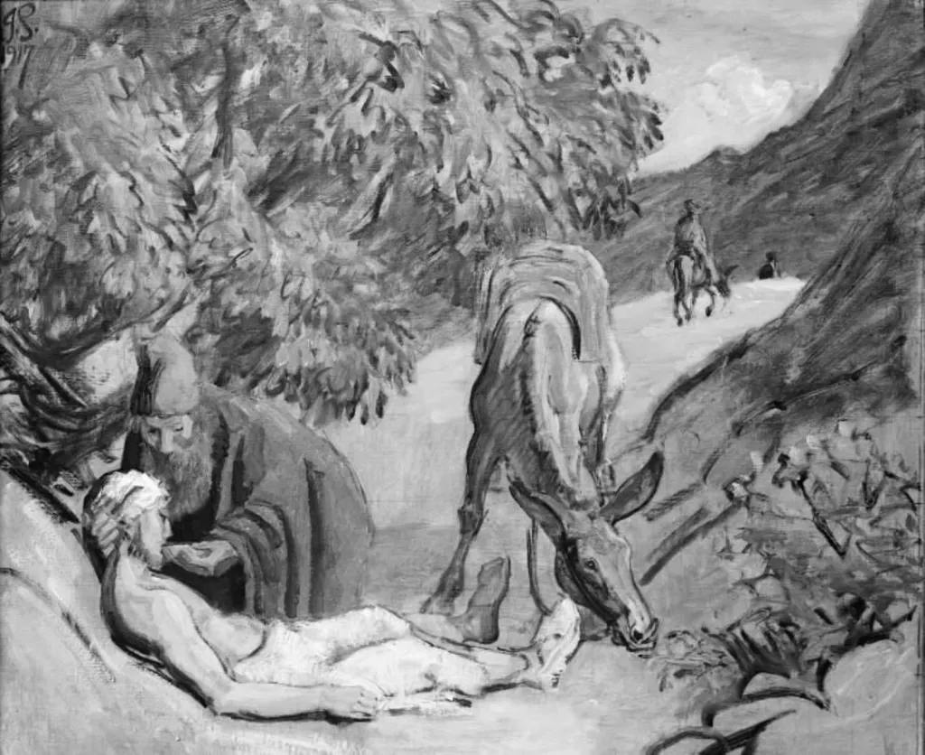 Den barmhjertige samaritan, by Unknown, 1917