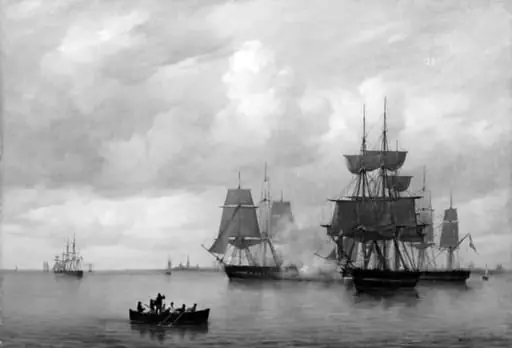 Den danske eskadre under sejl på Københavns rhed, by Unknown