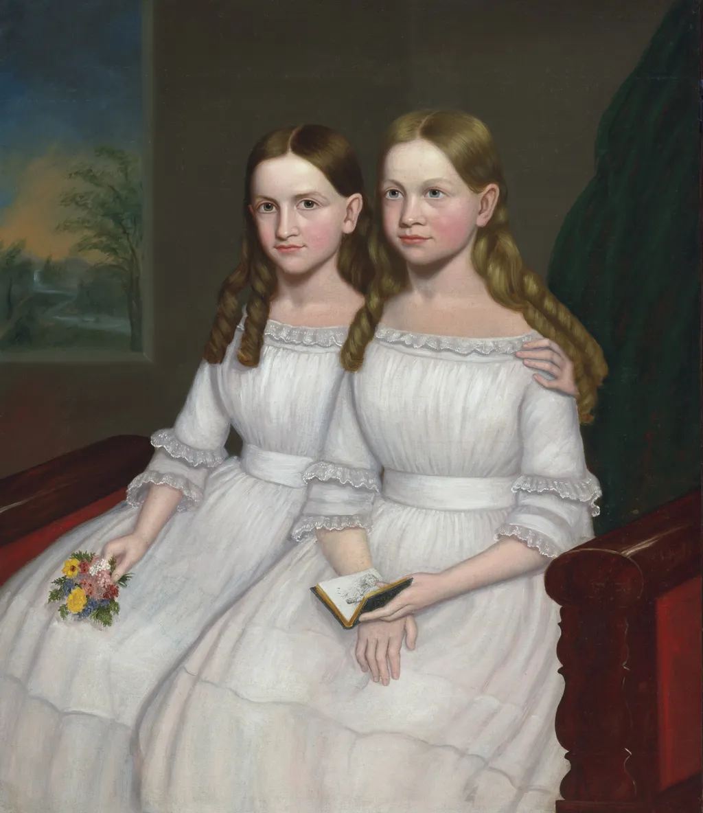 Dennison Sisters, by Unknown, oil, 1845