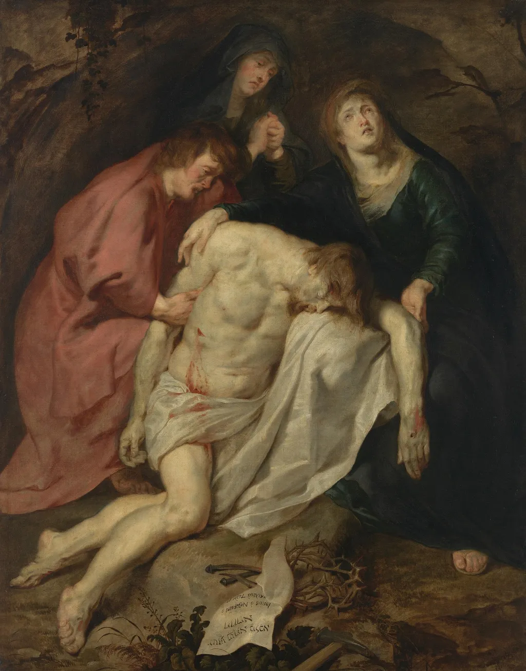 Deposition, by Unknown, oil, 1615