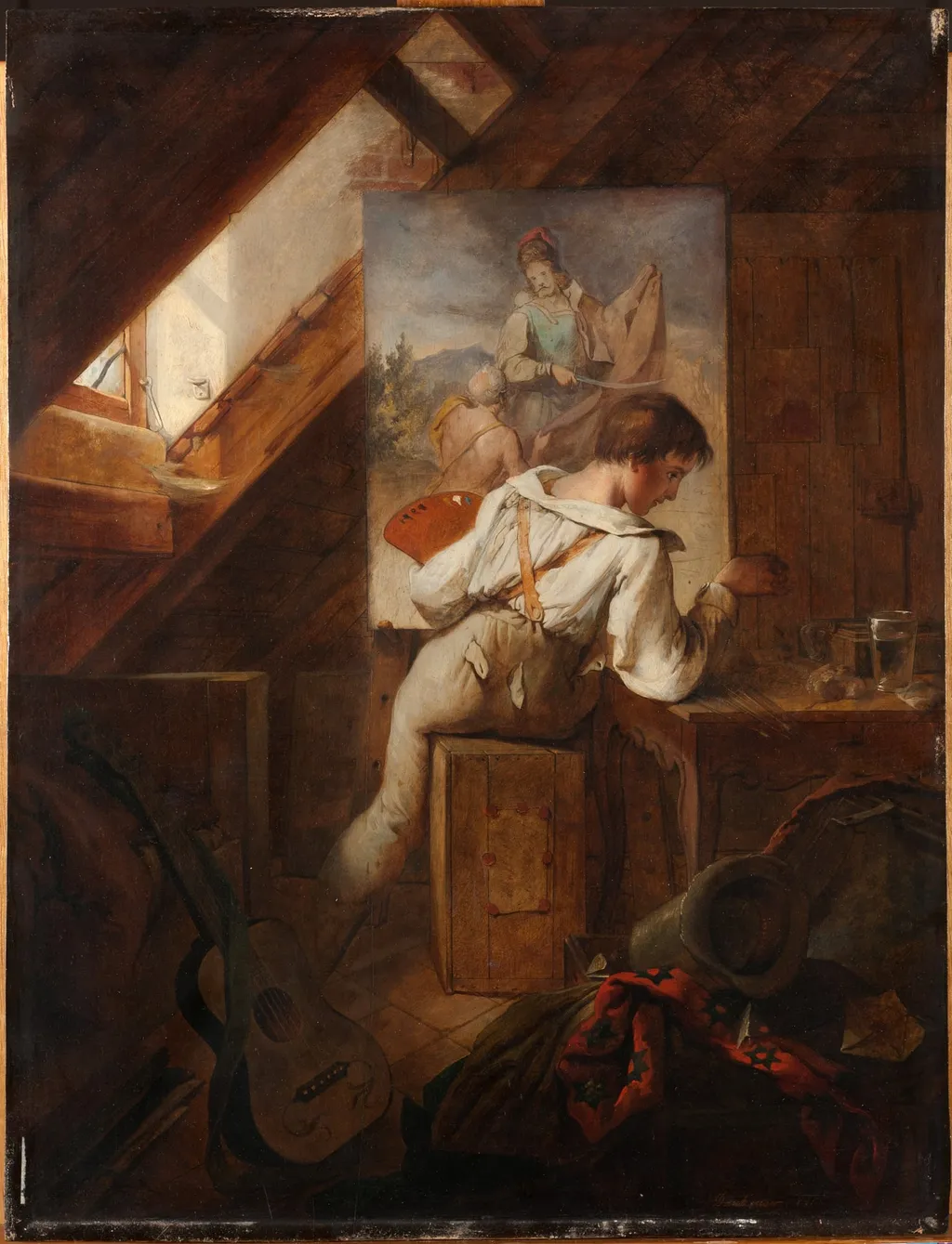 Der Maler im Dachstübchen, by Unknown, 1850