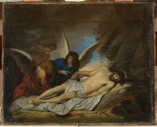 Der tote Christus mit Engeln, by Unknown