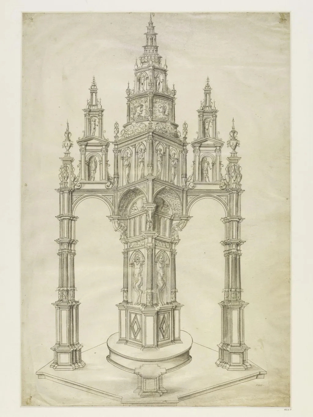 Design for a free-standing structure, by Unknown, 1540