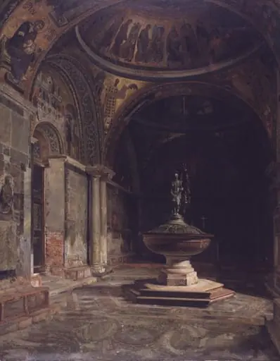 Det indre af Baptisteriet i Marcuskirken i Venedig, by Unknown
