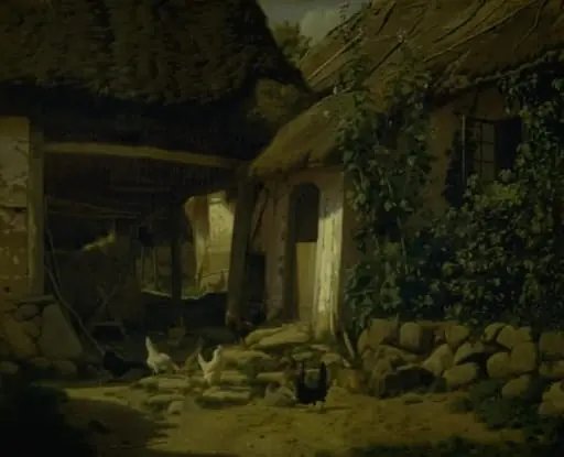 Det indvendige af en bondegård, by Unknown
